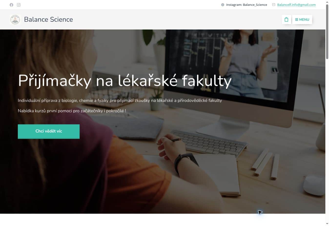Původní web projektu doučování